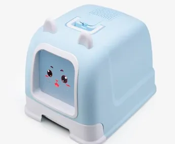Fully enclosed cat litter with drawers - Blue