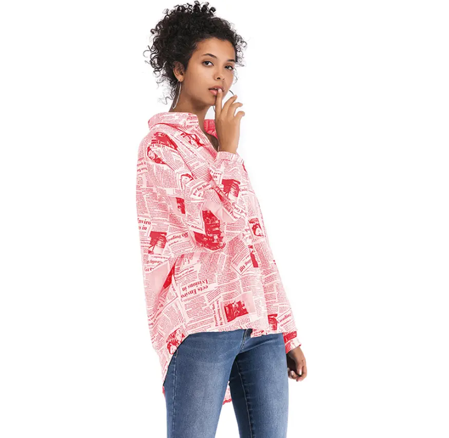 English letter printed newspaper shirt