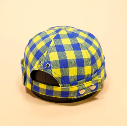 Plaid hat spring summer melon hat - Yellow