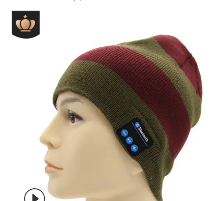 Wireless Bluetooth Knitted Hat Calls Music Stereo - Green+Red
