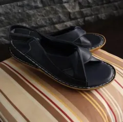 Fish mouth flat sandals - Black - View 1