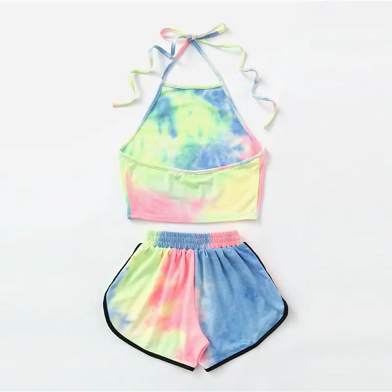 Open-back umbilical tie-dye sling two-piece