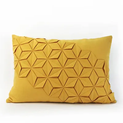 Lighting Up the Decorative Cushion of Modern Neoclassical Pure Hand made Folding and Sewing Yellow Pillow Model House Pillowcase - Shop at LoveMi