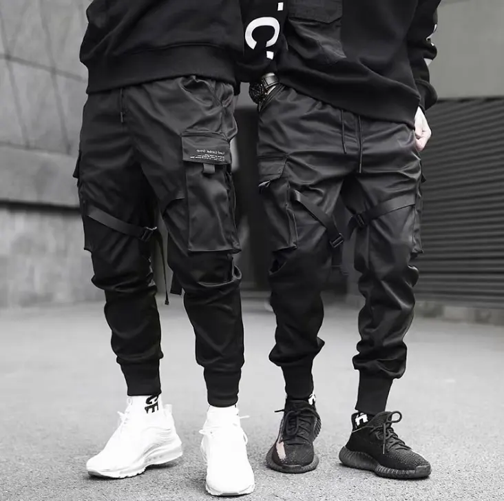 Ribbons Harem Joggers Men Cargo Pants Streetwear