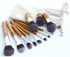 Bamboo Handle Makeup Brush Bamboo Pole Makeup Brushes Suit Bamboo Pole With Sack - Wood Color - View 1