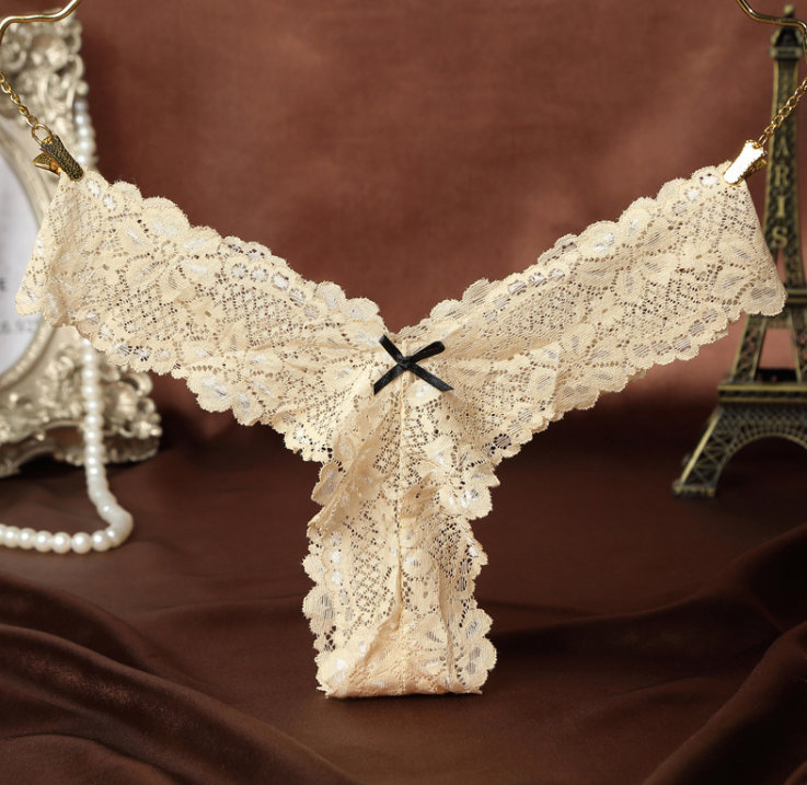 Lace transparent seamless underwear Apricot - Shop at LoveMi