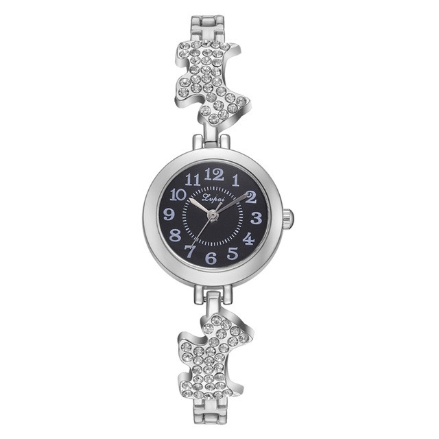 Round alloy bracelet watch