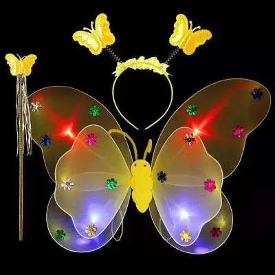 Glowing butterfly wings with lights children's costumes - Yellow