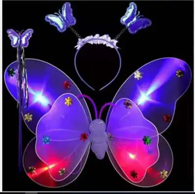 Glowing butterfly wings with lights children's costumes - Purple