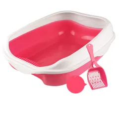 Semi Enclosed Cat Sized Thickened Splash Proof Toilet - Pink - View 1
