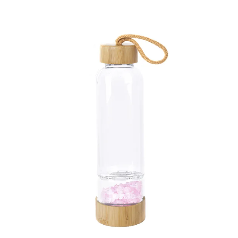 Natural crystal gravel water bottle - Pink
