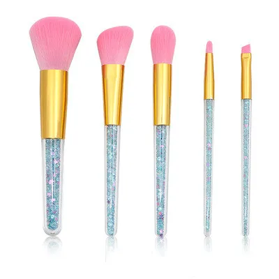 5 transparent handle makeup brushes Blue - Shop at LoveMi