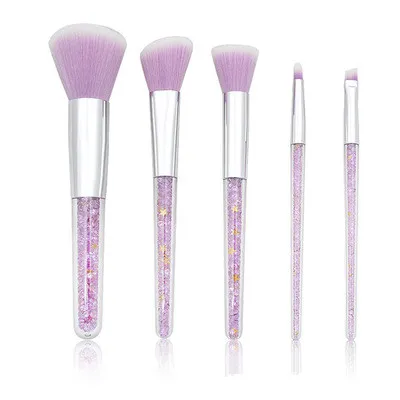 5 transparent handle makeup brushes Purple - Shop at LoveMi