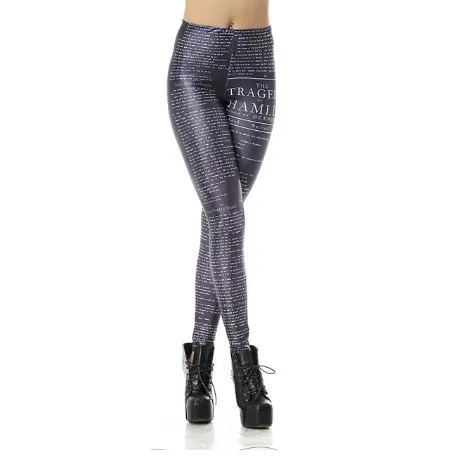 Note print leggings lady pencil pants Black S - Shop at LoveMi