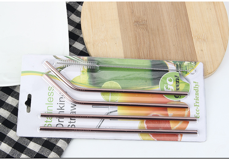 304 stainless steel straw silicone sleeve food grade straw anti-tooth collision 6mm8mm straw set