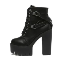 Cross-tie ankle boots - Black - View 1