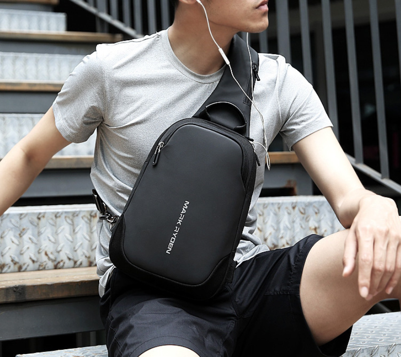 Chest bag USB anti-theft men's chest bag — foto 10