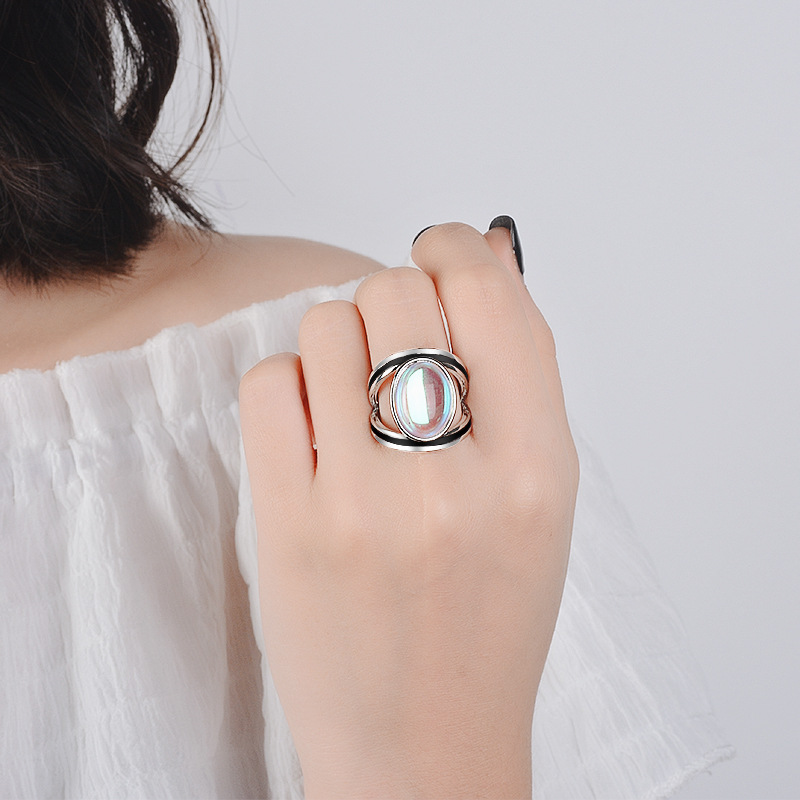 Colorful moonstone ring