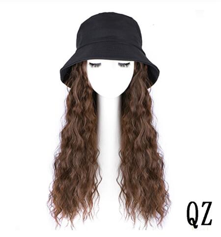 Hat wig one female wig female long hair natural fashion long curly hair big wave Light Yellow - Shop at LoveMi