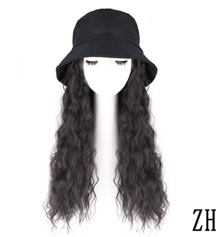 Hat wig one female wig female long hair natural fashion long curly hair big wave Light Gray - Shop at LoveMi