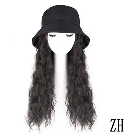 Hat wig one female wig female long hair natural fashion long curly hair big wave Light Gray - Shop at LoveMi