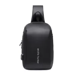 Men's chest bag shoulder bag messenger bag - Black - View 1