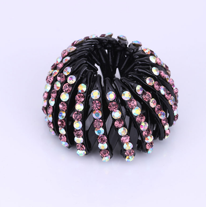 Bird's Nest Hairpin Color Rhinestone Ponytail Ball Hairpin Violet - Shop at LoveMi