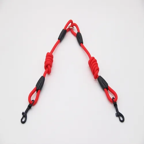 Double traction rope dog walking training - Red