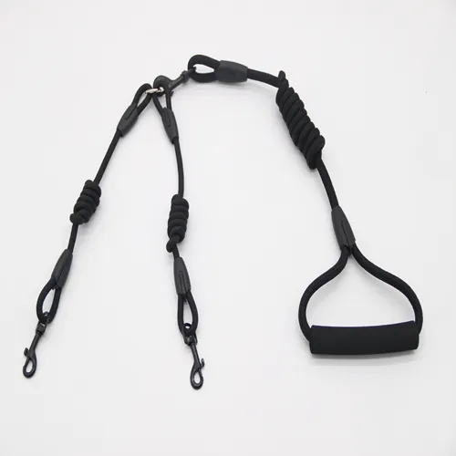 Double traction rope dog walking training - Black A