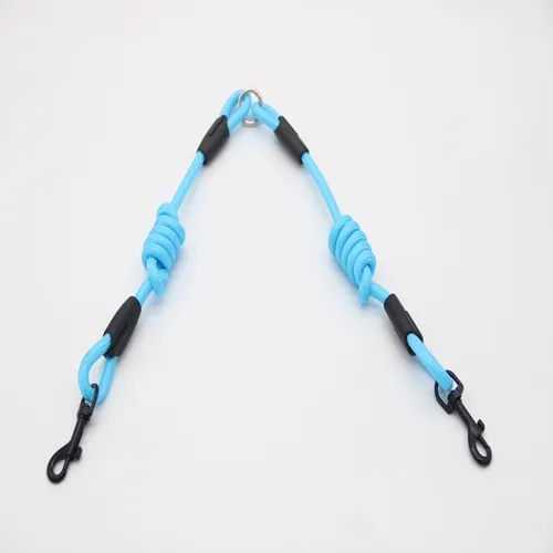 Double traction rope dog walking training - Blue