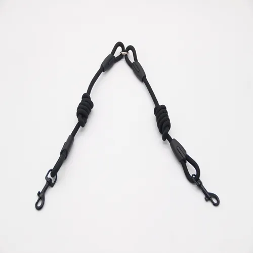 Double traction rope dog walking training - Black