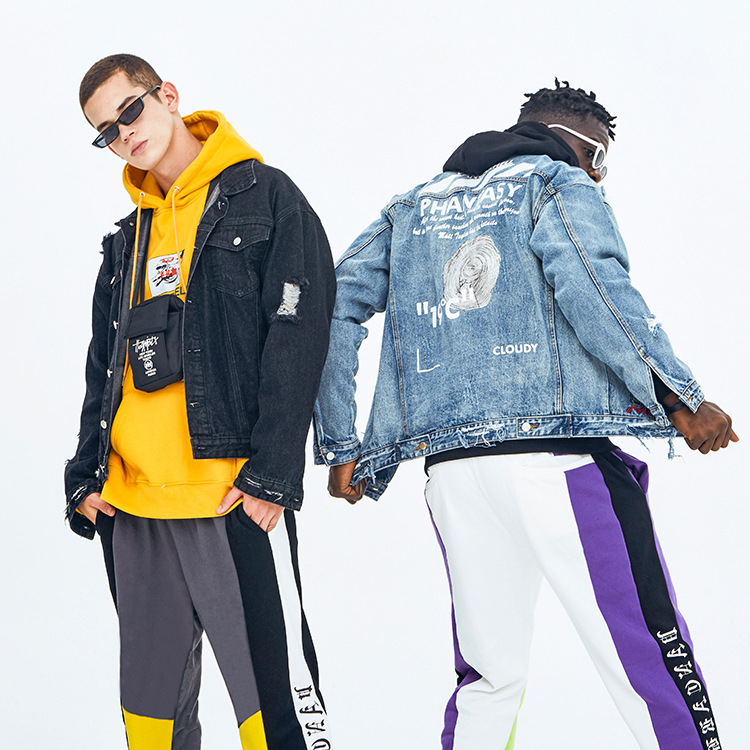 Broken hole printed loose coat