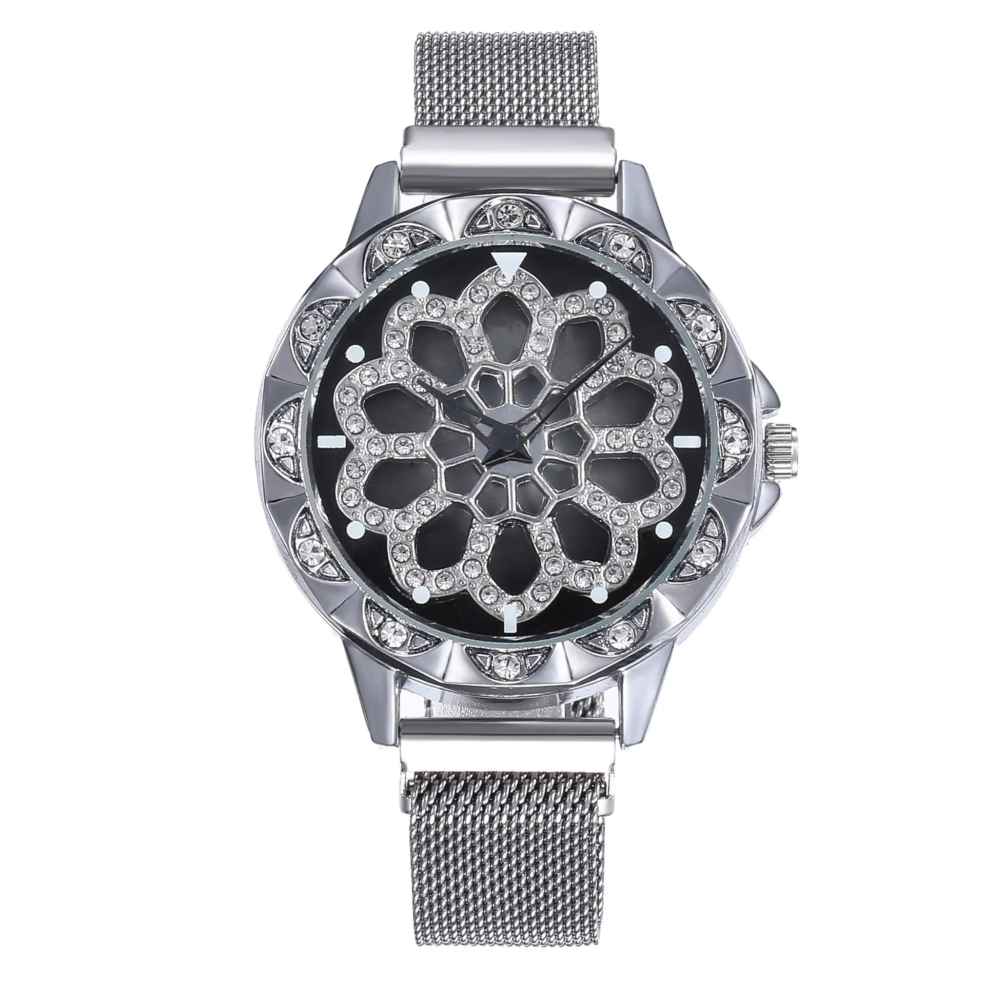 Time to run ladies magnet buckle quartz