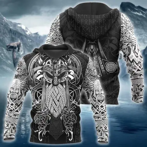 Viking Odin Best Tattoo 3D Hoodies Men Women Hipster