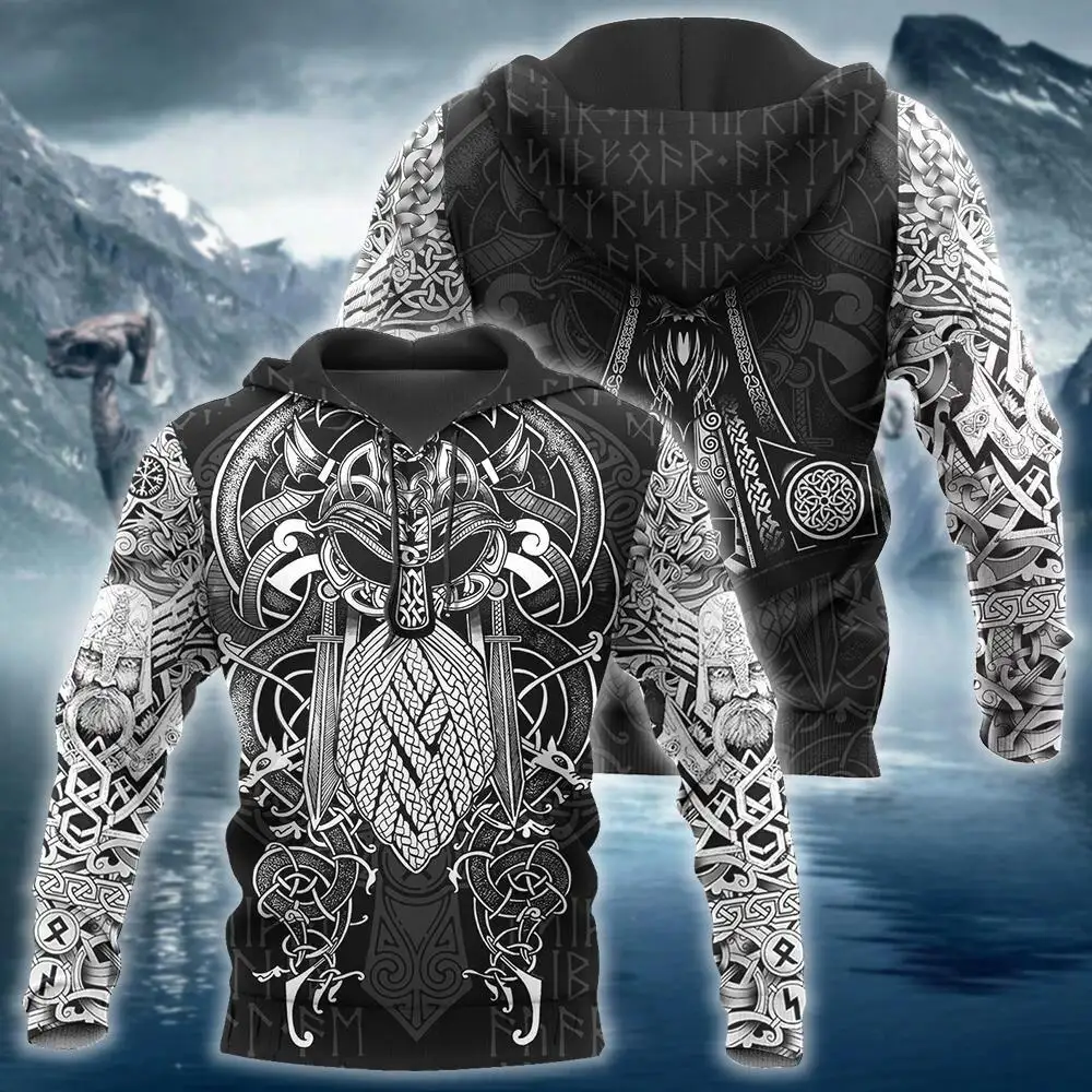 Viking Odin Best Tattoo 3D Hoodies Men Women Hipster