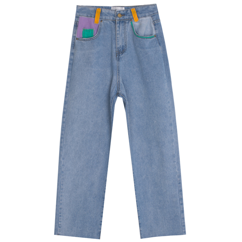 High waist loose slim wide leg pants Blue - Shop at LoveMi