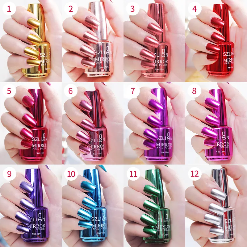 Mirror silver nail polish metal color stainless
