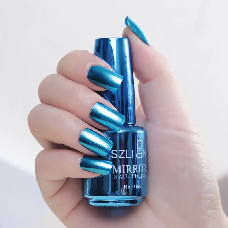 Mirror silver nail polish metal color stainless