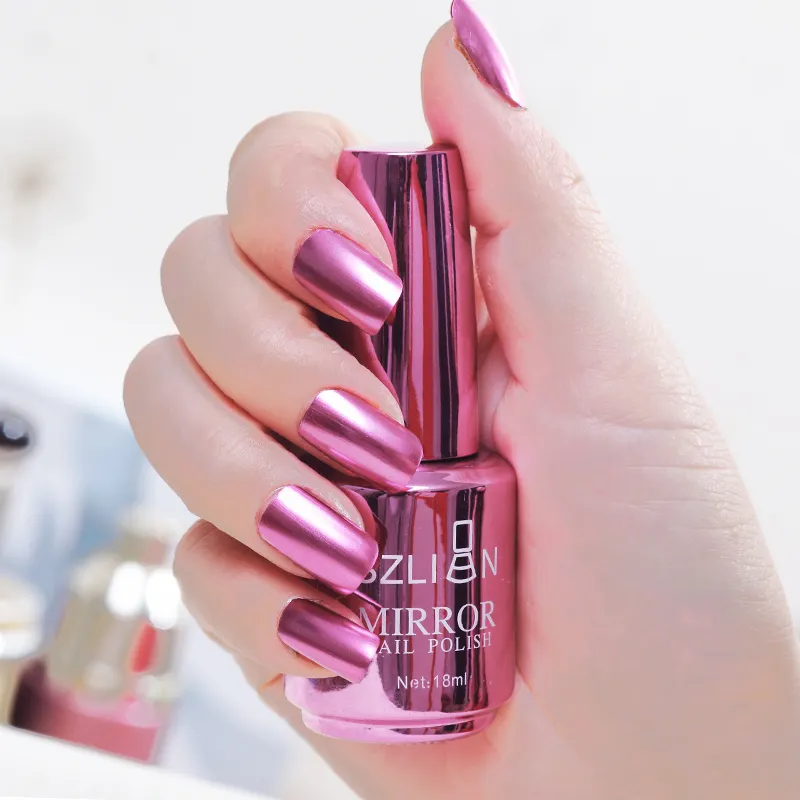 Mirror silver nail polish metal color stainless