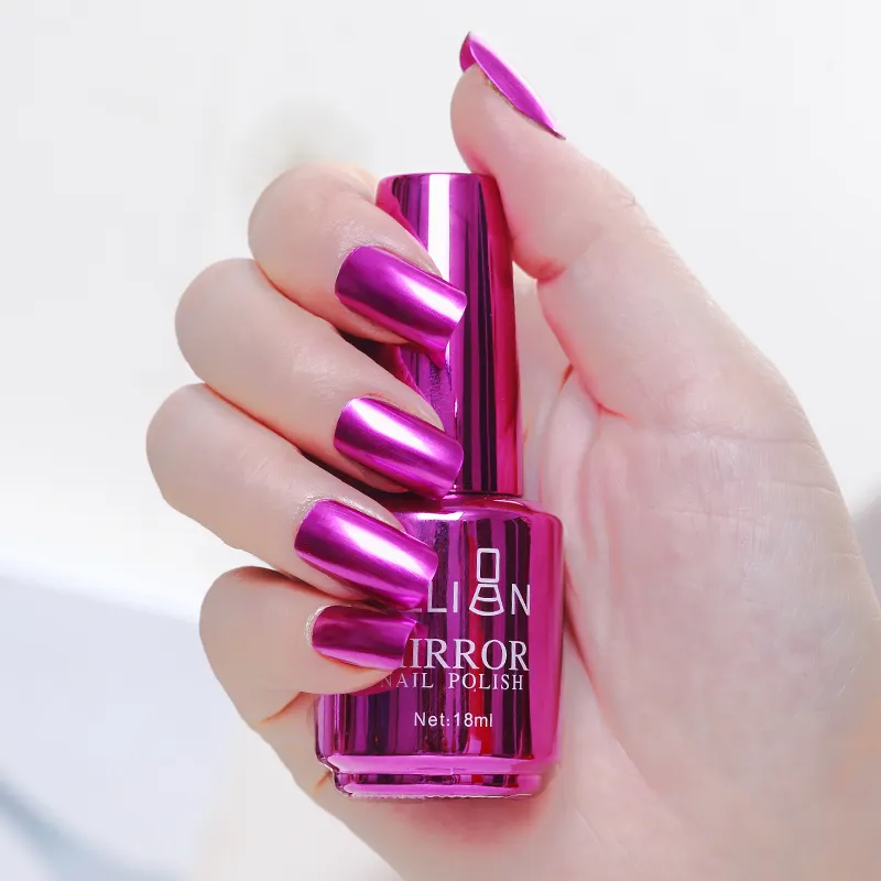Mirror silver nail polish metal color stainless