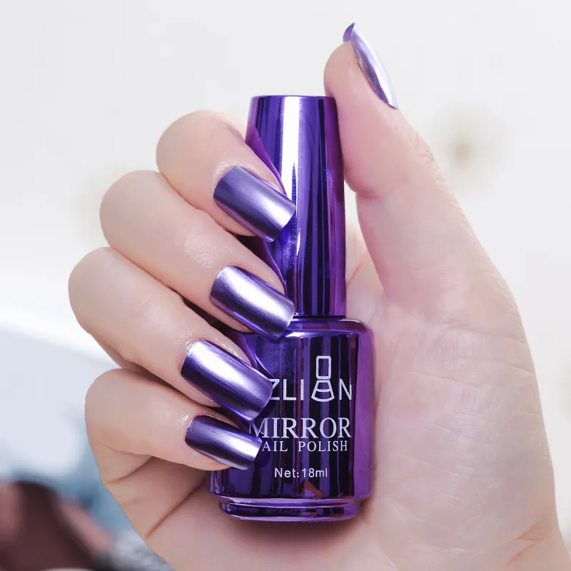 Mirror silver nail polish metal color stainless