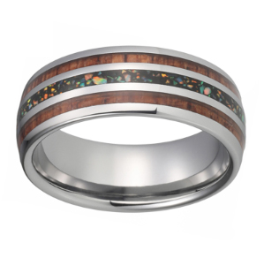 Tungsten 8MM Wedding Bands For Men And Women With Blue Opal — foto 3