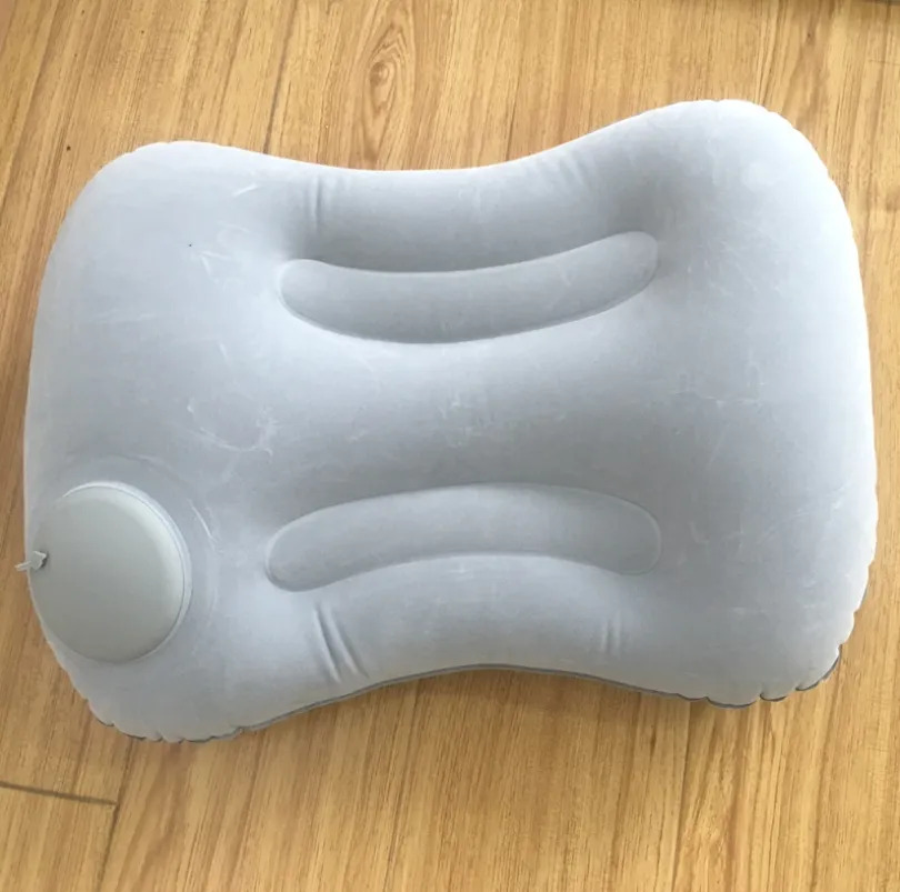 Inflatable pillow press inflatable pillow outdoor pillow office waist rely on portable travel cushion - Silver Gray