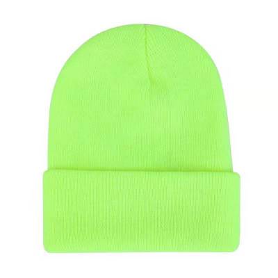 Knitted wool hat autumn and winter Fluorescent Green - Shop at LoveMi