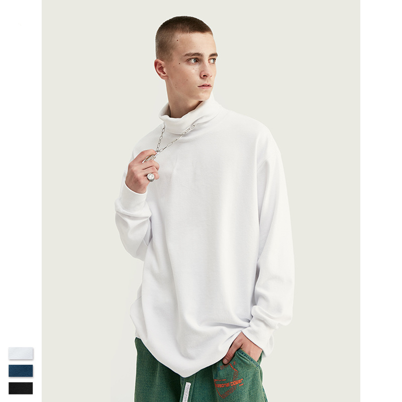 Solid color high collar long sleeve