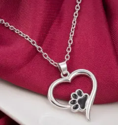 Openwork Love Footprint Pendant Necklace - Black - View 1