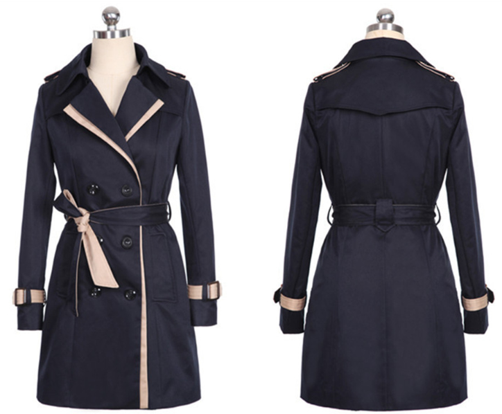 Long double-breasted windbreaker jacket