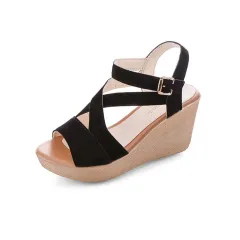 Wedge sandals - Black - View 1