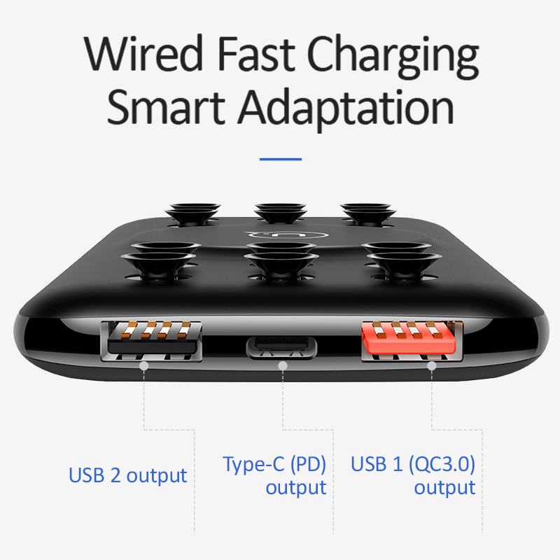 Fast Charge Suction Cup Wireless Charging Mobile 10000mAh