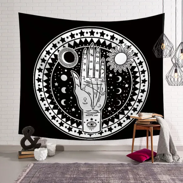 Sun and Moon Hand Tapestry Witchcraft Tower - Shop at LoveMi